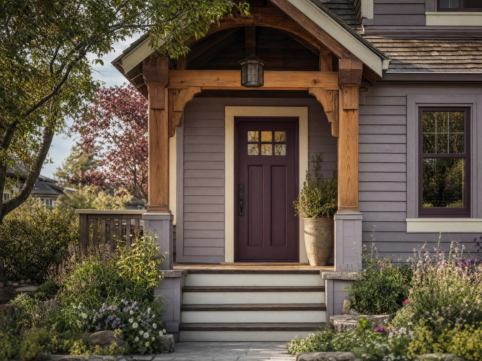 Illustrative historic Northwest porch and original wood details